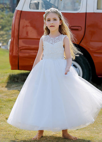 Kids Communion White Lace Ball Party Gowns 5-12 Years TXD020