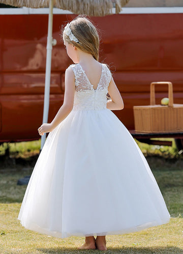 Kids Communion White Lace Ball Party Gowns 5-12 Years TXD020