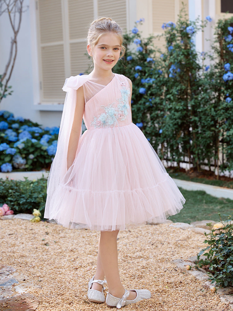 Pink Flower Girl Short Kiddie Party Gown TXD025