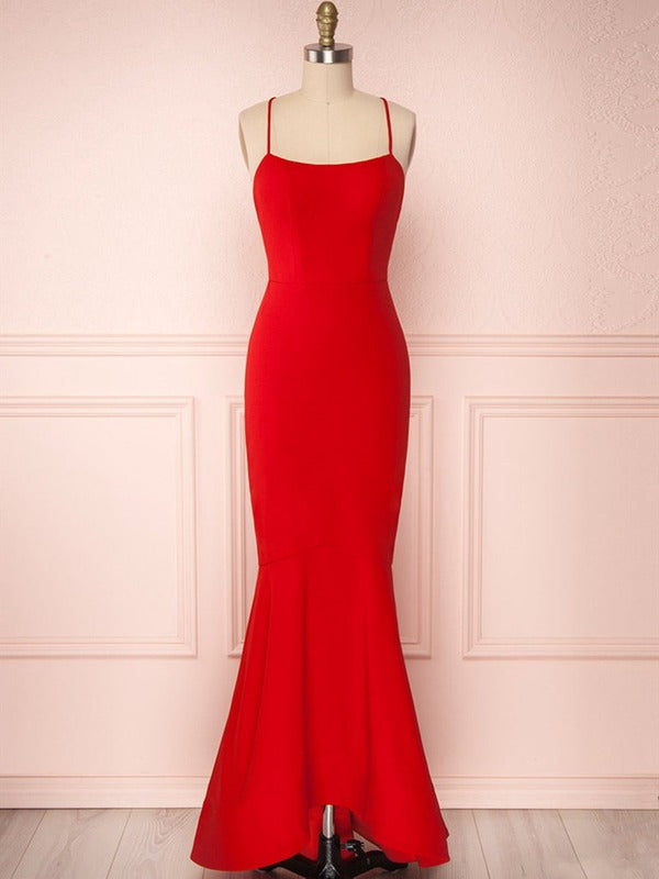 Trendy Red Mermaid Formal Graduation Prom Gown SREAL129