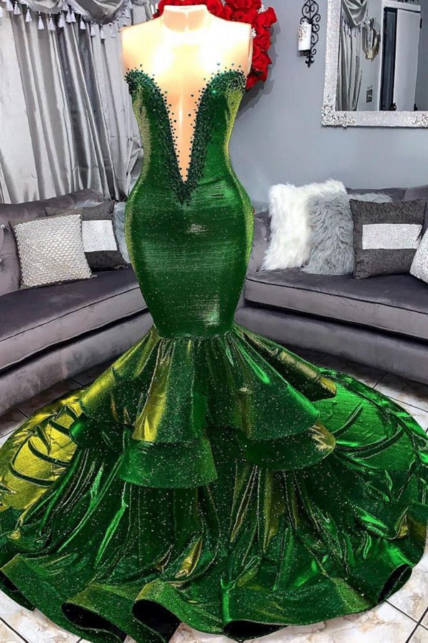 Trendy Green Sweetheart Gorgeous Ruffles Mermaid Prom Gown SREAL170