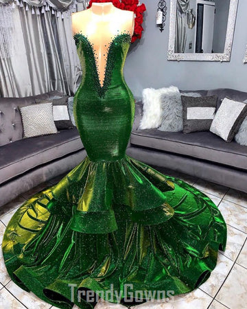 Trendy Green Sweetheart Gorgeous Ruffles Mermaid Prom Gown SREAL170